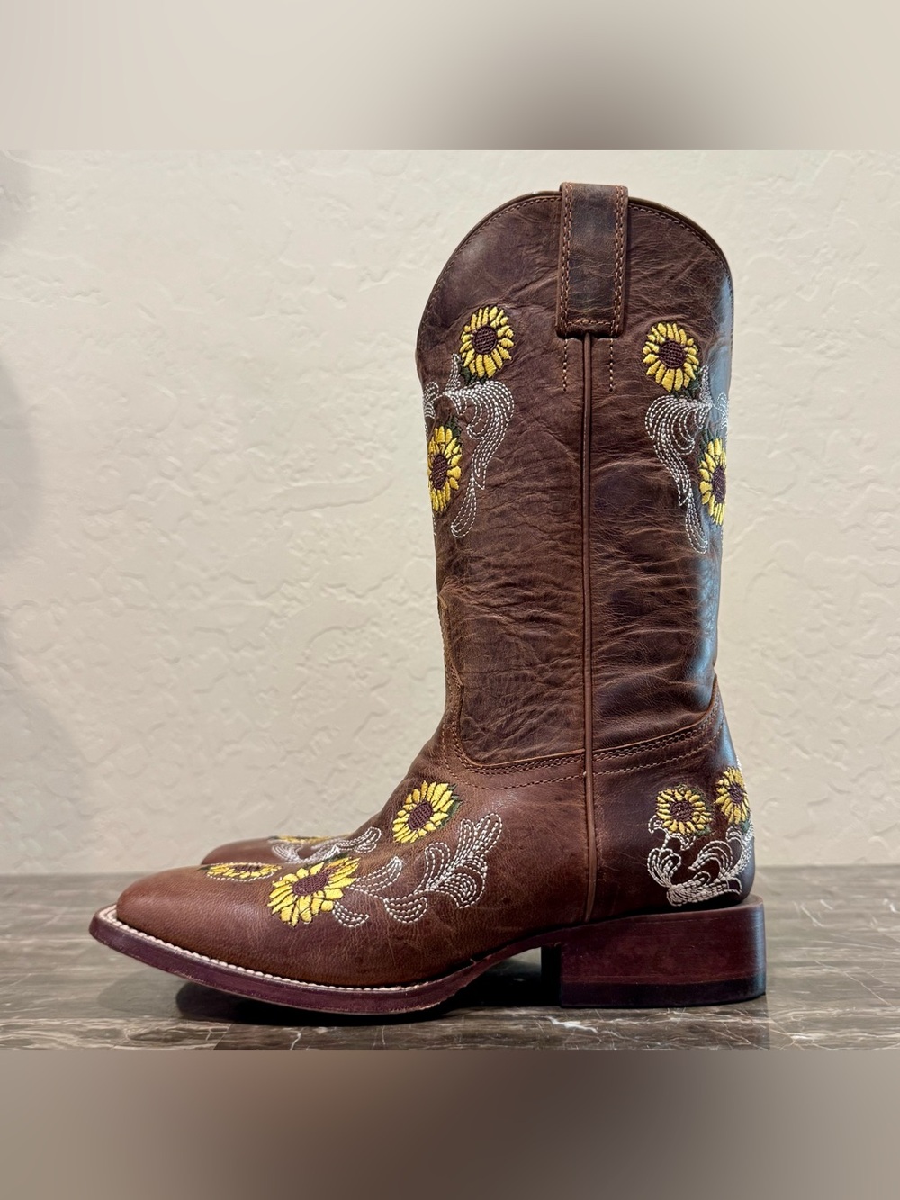 Shyanne Josie Embroidered Sunflower Leather Cowboy Boots
